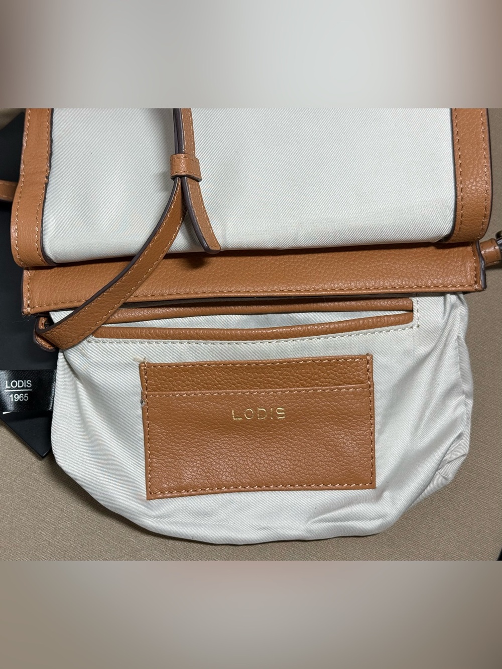 LODIS Leather Front Flap Danica Crossbody Bag - Tan - Picture 8 of 9